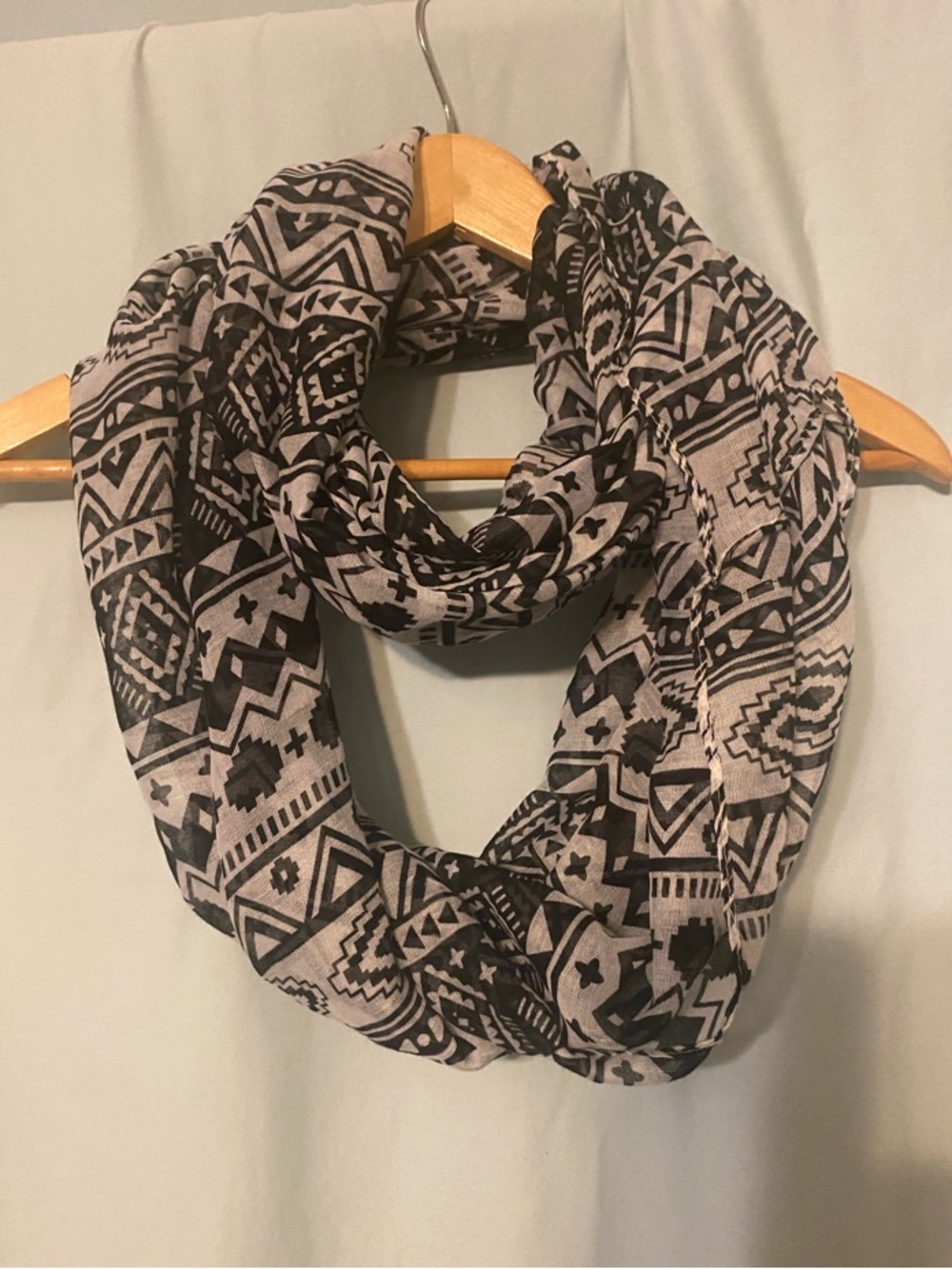 Black & Gray Patterned Infinity Scarf - Women Accessories